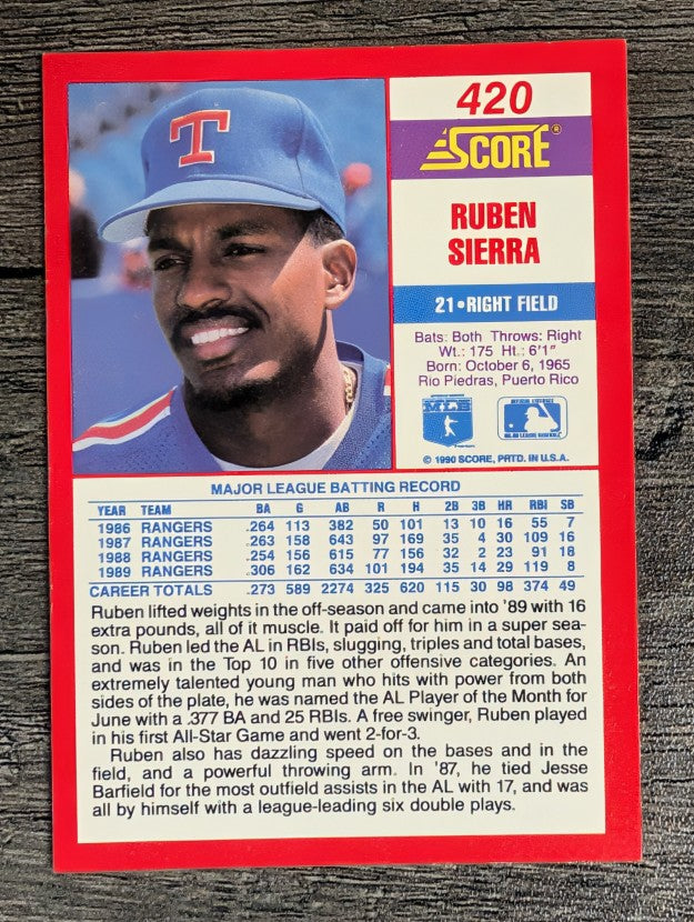 1990 Score #420 Ruben Sierra