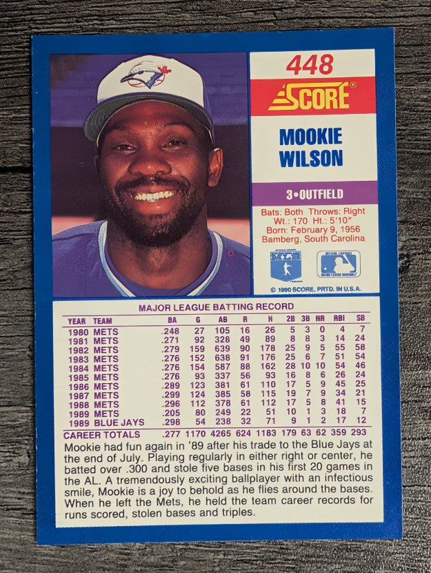 1990 Score #448 Mookie Wilson