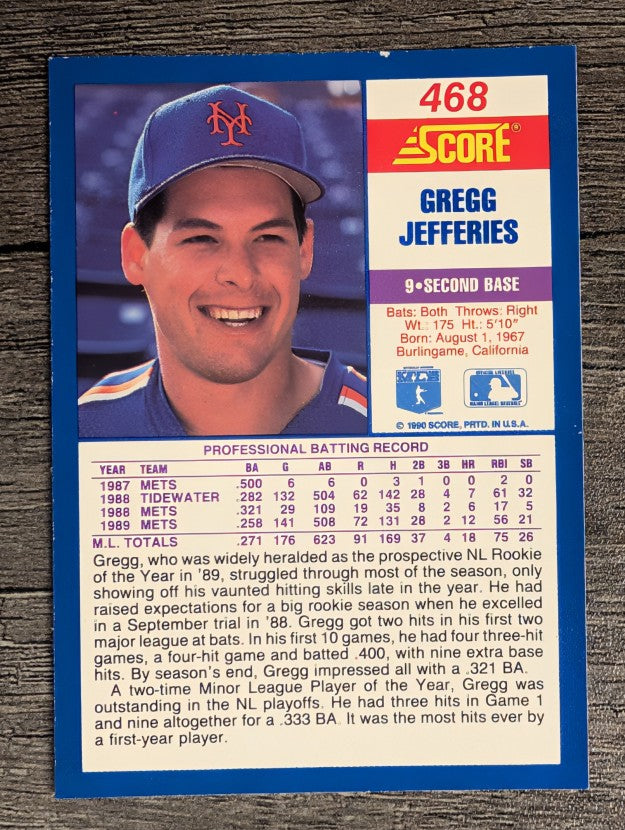 1990 Score #468 Gregg Jefferies