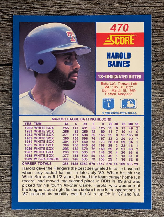 1990 Score #470 Harold Baines