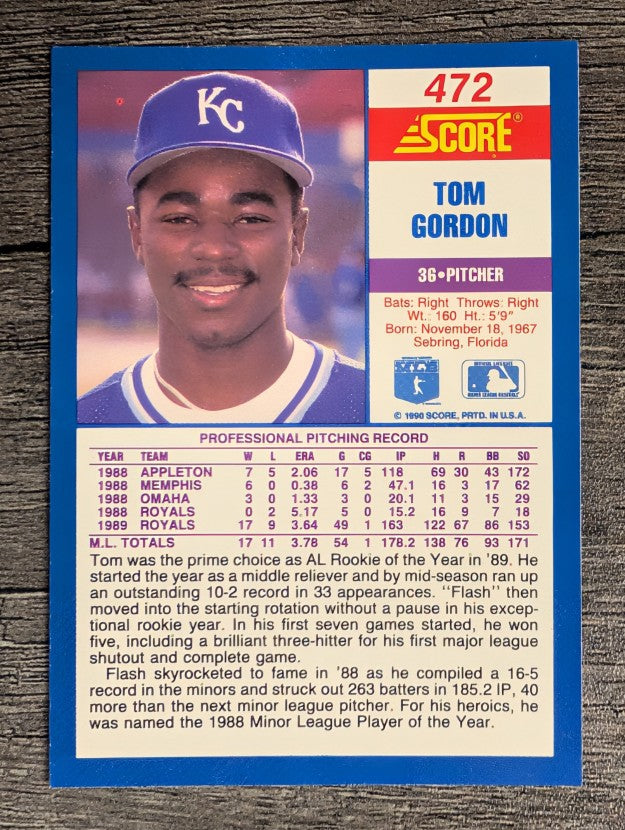 1990 Score #472 Tom Gordon