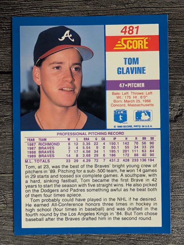 1990 Score #481 Tom Glavine