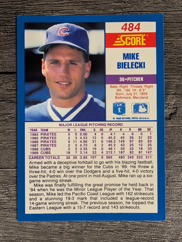 1990 Score #484 Mike Bielecki