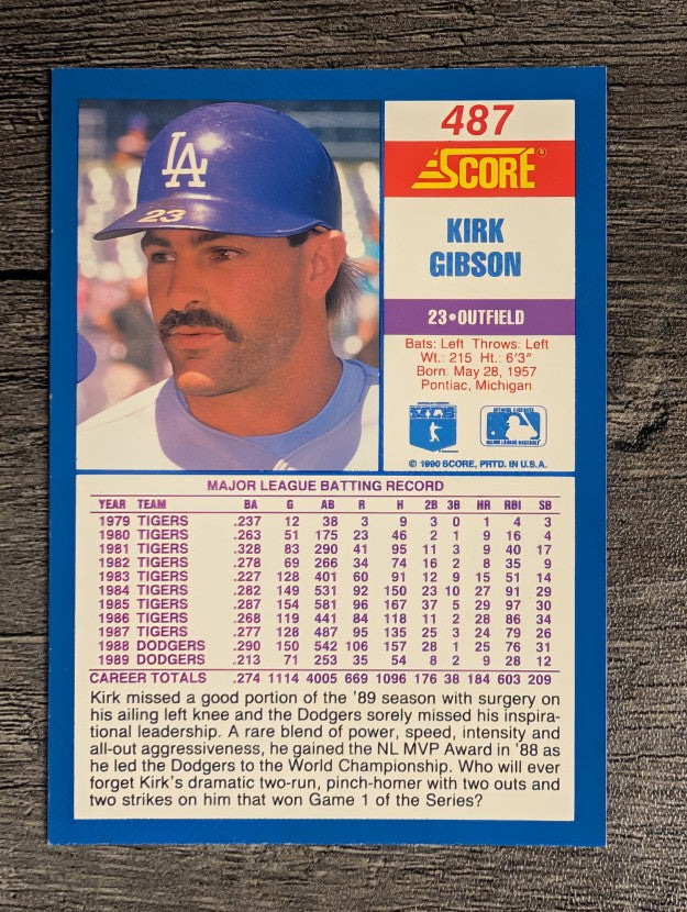1990 Score #487 Kirk Gibson