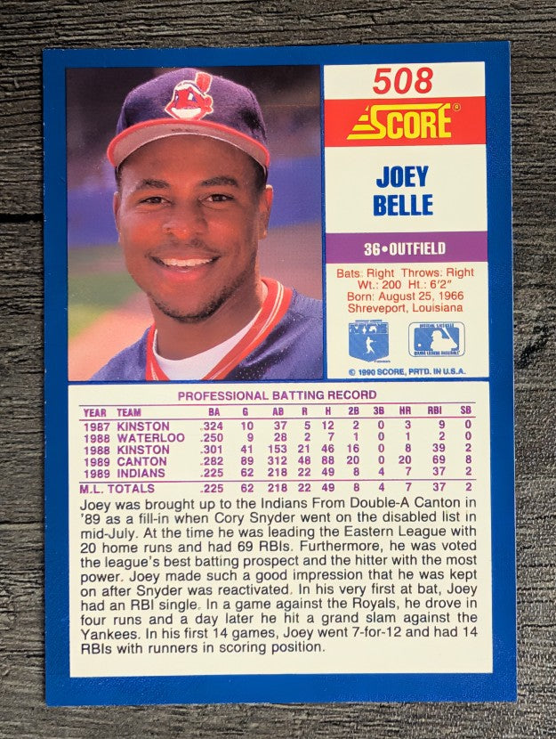 1990 Score #508 Joey Belle