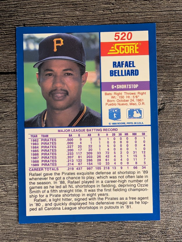 1990 Score #520 Rafael Belliard