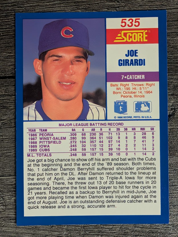 1990 Score #535 Joe Girardi