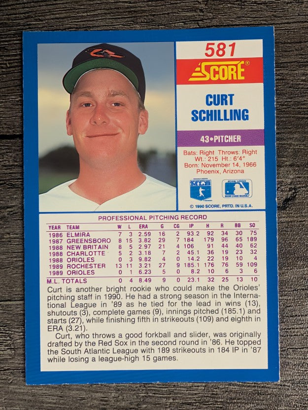 1990 Score #581 Curt Schilling
