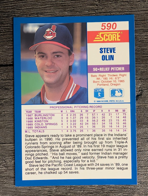 1990 Score #590 Steve Olin RC