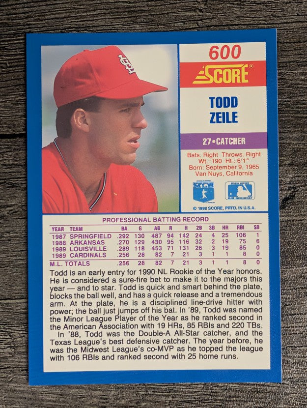 1990 Score #600 Todd Zeile