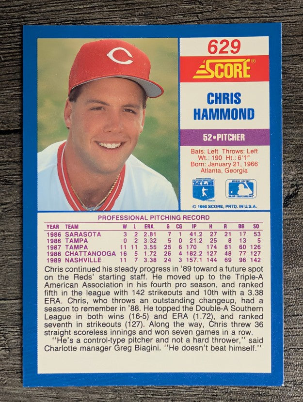 1990 Score #629 Chris Hammond RC