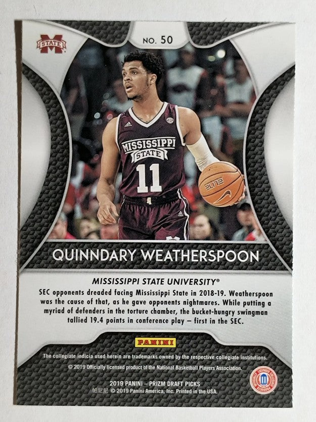 2019-20 Panini Prizm Draft Picks #50 Quinndary Weatherspoon