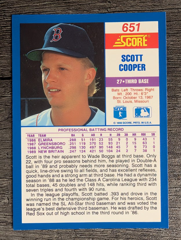 1990 Score #651 Scott Cooper RC