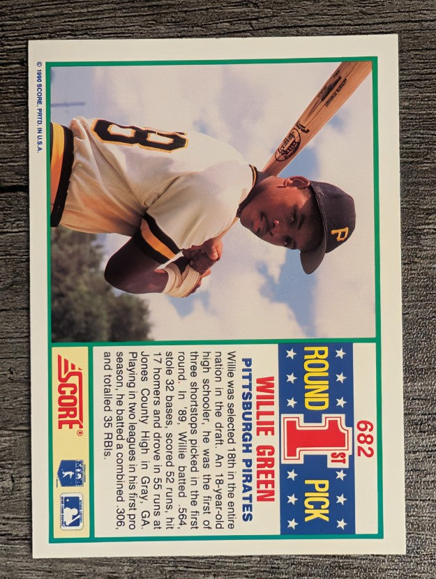 1990 Score #682 Willie Greene RC