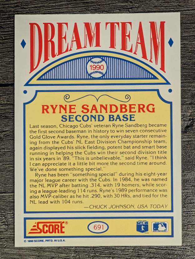 1990 Score #691 Ryne Sandberg DT