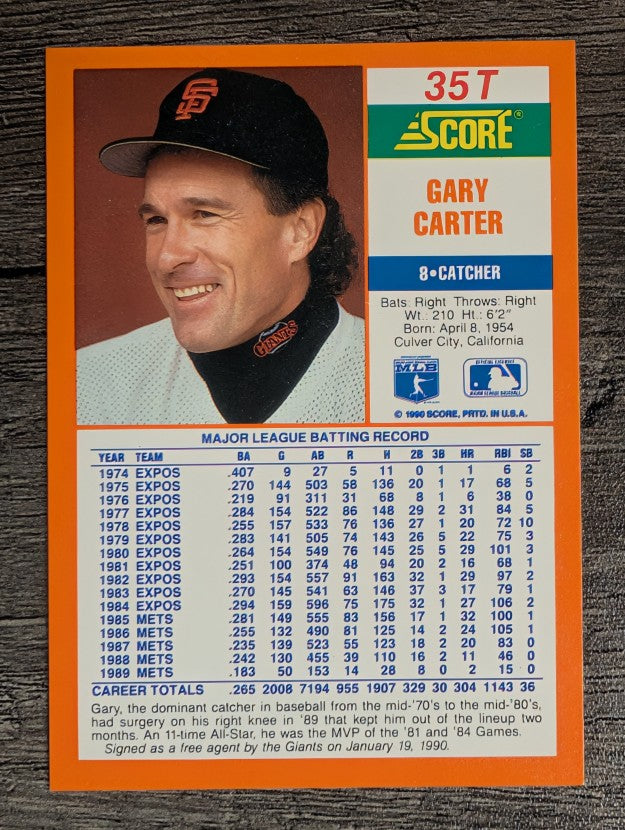 1990 Score Rookie/Traded #35T Gary Carter
