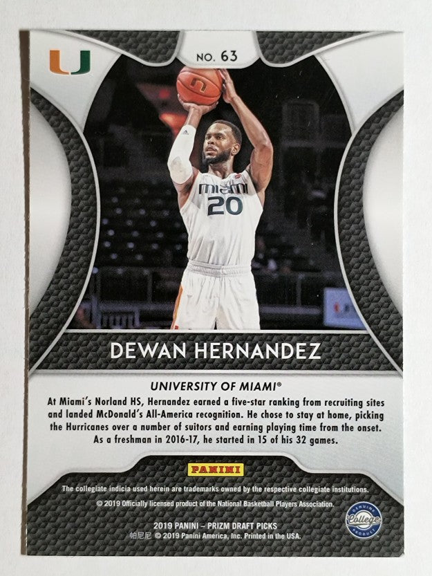 2019-20 Panini Prizm Draft Picks #63 Dewan Hernandez