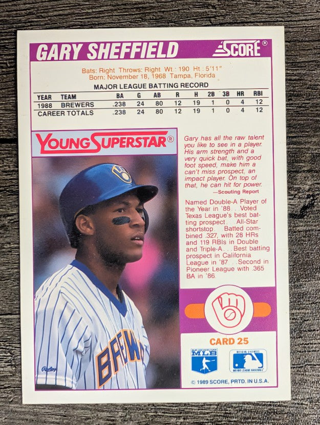 1989 Score Young Superstars I #25 Gary Sheffield (EXMT)