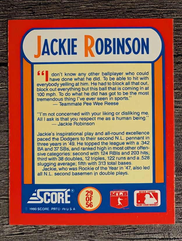 1990 Score Magic Motion Trivia #29 Jackie Robinson