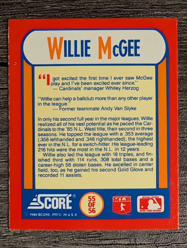 1990 Score Magic Motion Trivia #55 Willie McGee