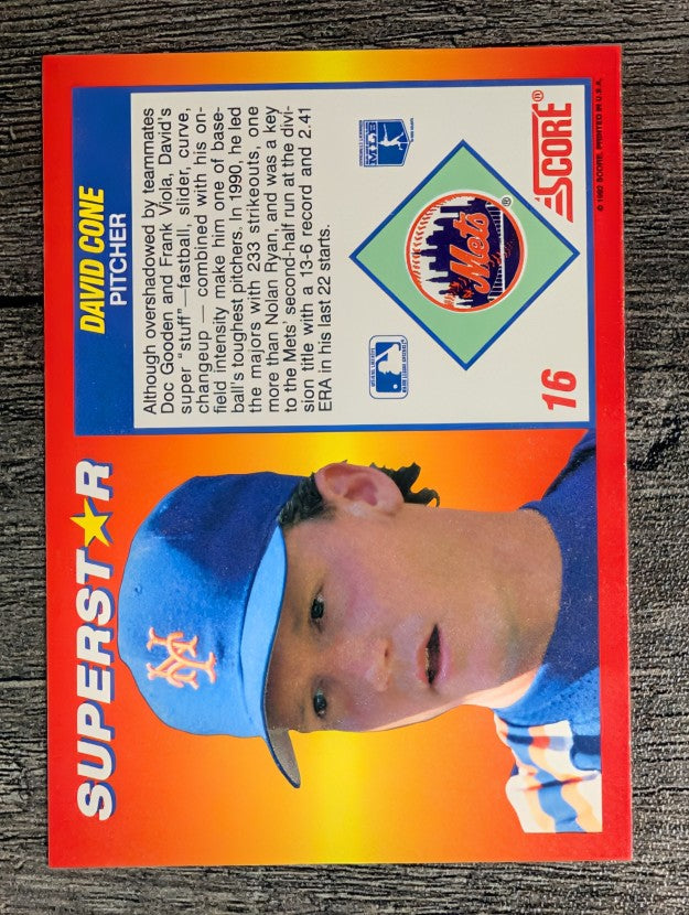 1992 Score 100 Superstars #16 David Cone