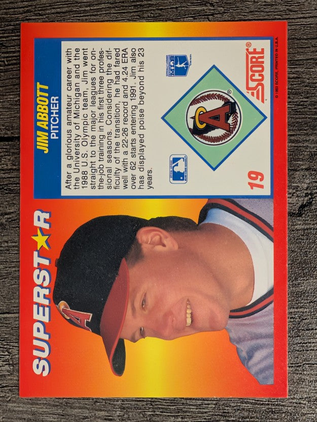 1992 Score 100 Superstars #19 Jim Abbott