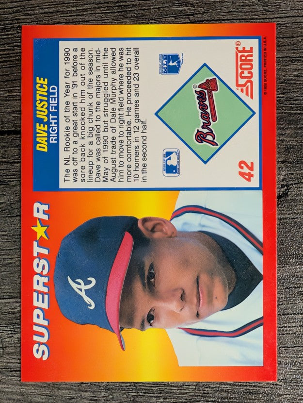 1992 Score 100 Superstars #42 Dave Justice