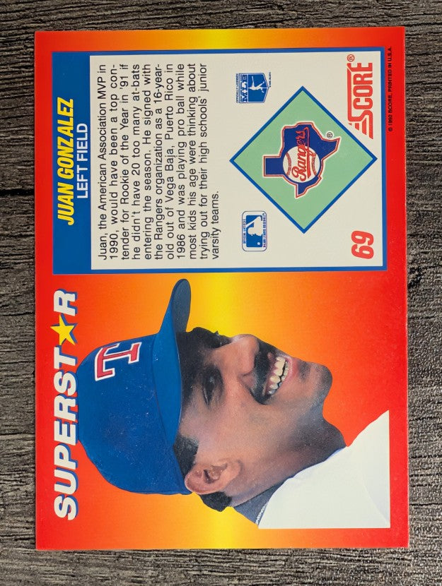 1992 Score 100 Superstars #69 Juan Gonzalez