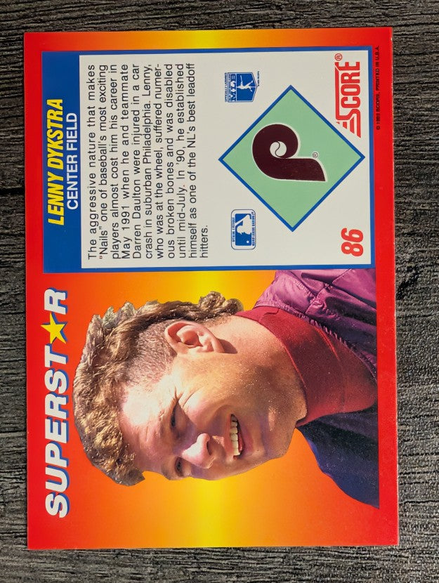 1992 Score 100 Superstars #86 Len Dykstra