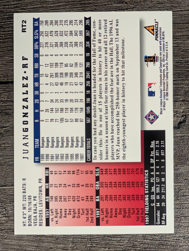 1998 Score Rookie Traded #2 Juan Gonzalez