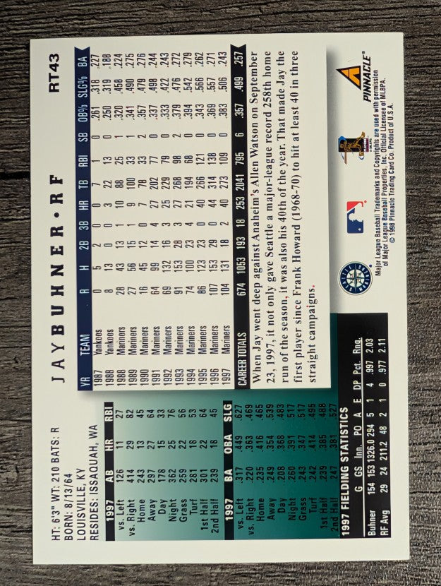 1998 Score Rookie Traded #43 Jay Buhner