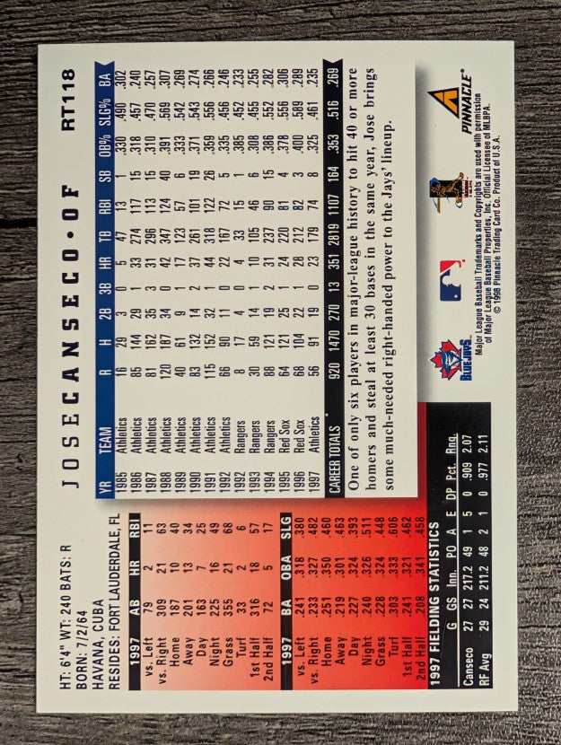1998 Score Rookie Traded #118 Jose Canseco