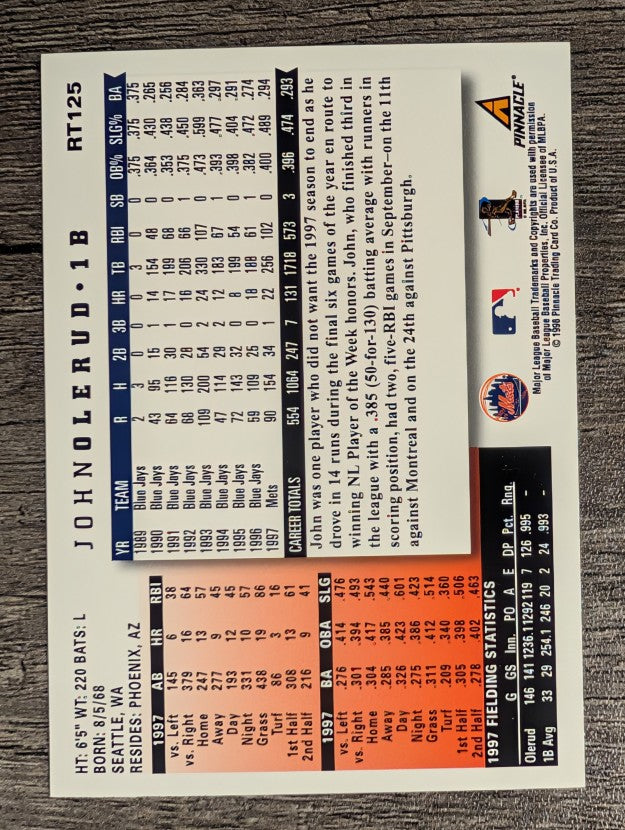 1998 Score Rookie Traded #125 John Olerud