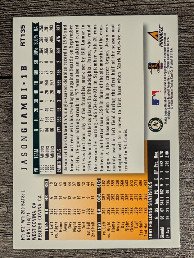 1998 Score Rookie Traded #135 Jason Giambi