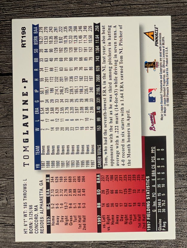 1998 Score Rookie Traded #198 Tom Glavine