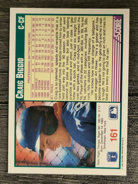 1991 Score #161 Craig Biggio