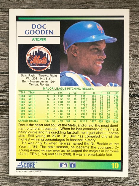 1992 Score #10 Dwight Gooden