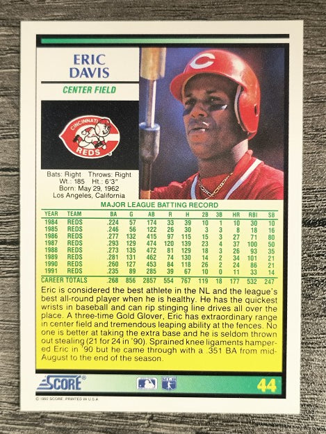 1992 Score #44 Eric Davis