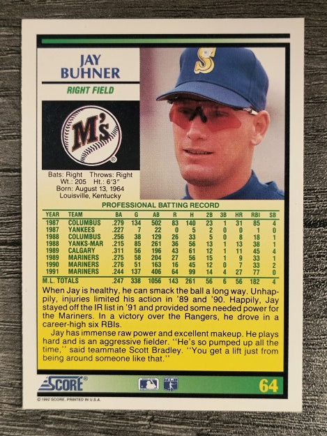 1992 Score #64 Jay Buhner