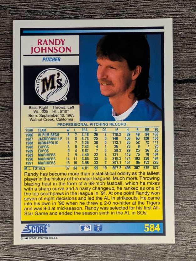 1992 Score #584 Randy Johnson