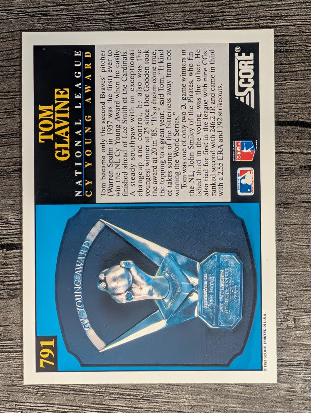 1992 Score #791 Tom Glavine CY