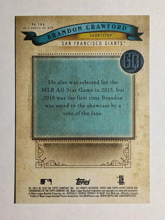 2019 Topps Gypsy Queen #265 Brandon Crawford