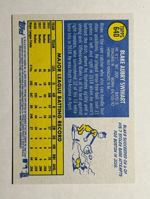 2019 Topps Heritage #640 Blake Swihart