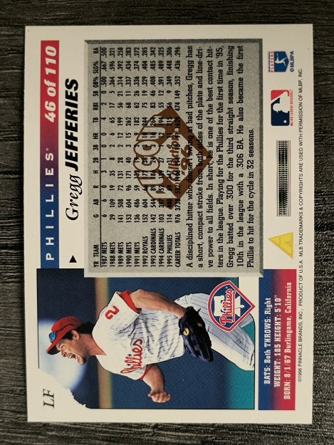 1996 Score Dugout Collection #B46 Gregg Jefferies