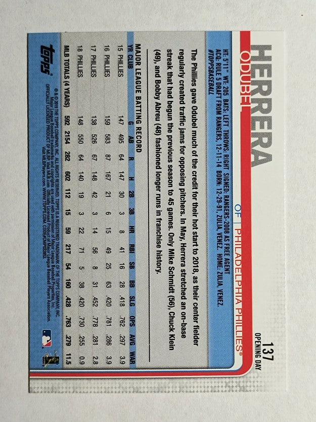 2019 Topps Opening Day #137 Odubel Herrera