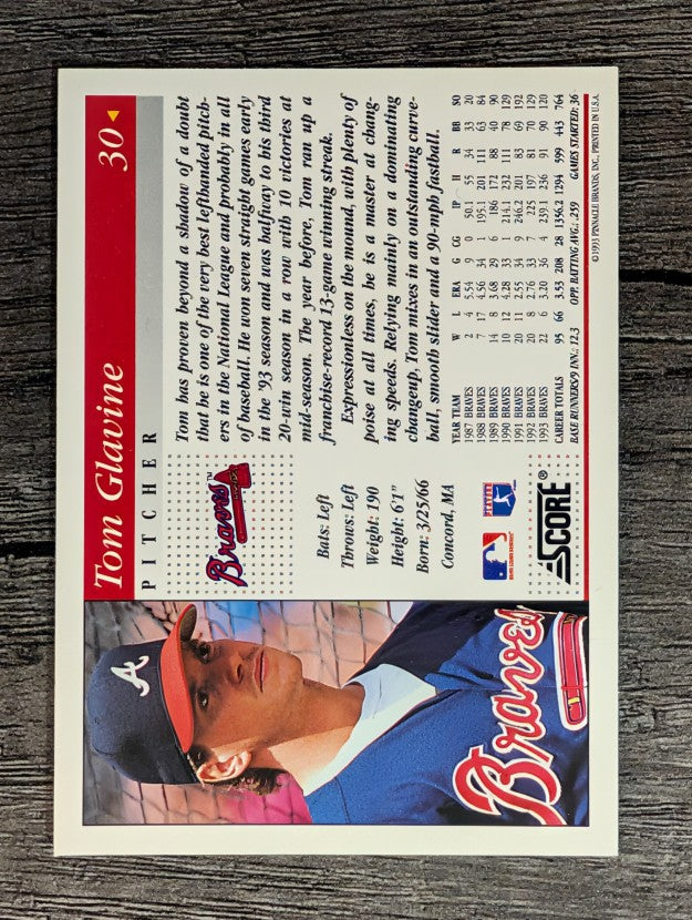 1994 Score #30 Tom Glavine