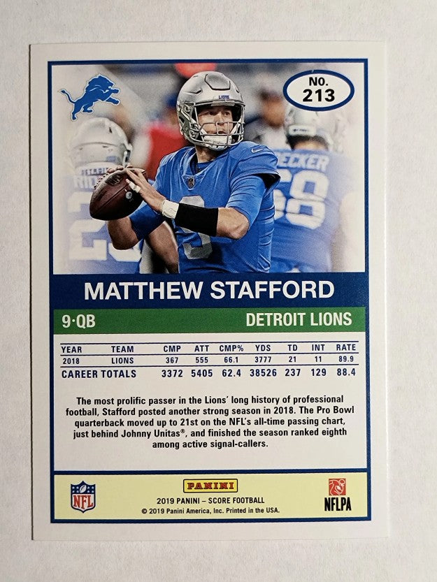 2019 Score #213 Matthew Stafford