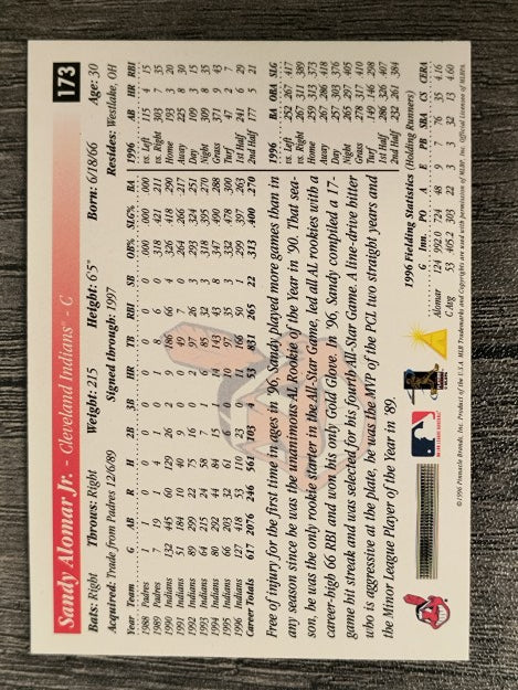 1997 Score Premium Stock #173 Sandy Alomar Jr.