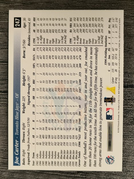 1997 Score Premium Stock #247 Joe Carter