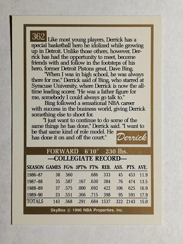 1990-91 SkyBox #362 Derrick Coleman RC